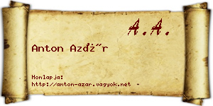 Anton Azár névjegykártya